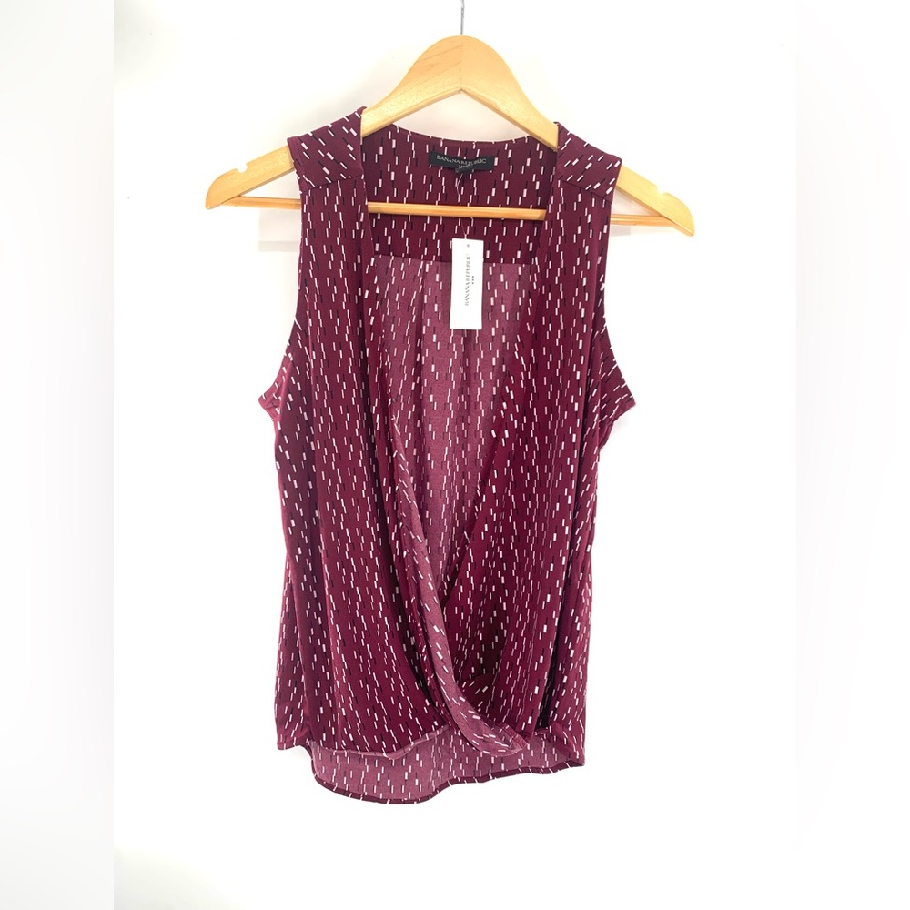 NEW BANANA REPUBLIC Women Comfy Wrap Tank Top Tie Navy White XS